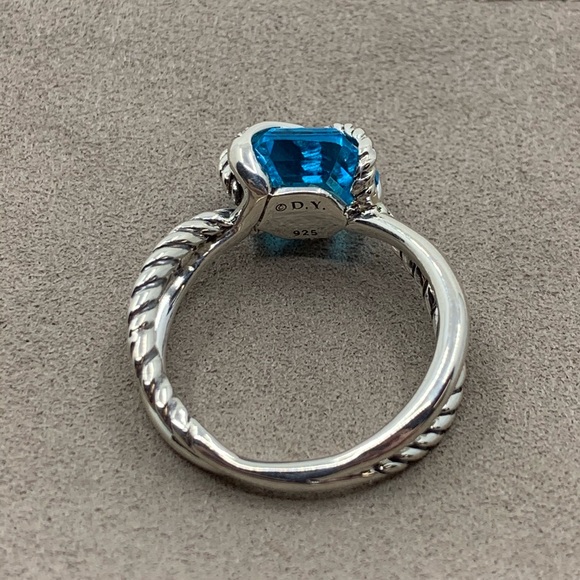 David Yurman Wrap Ring Blue Topaz & Diamond Sz 7 - Picture 4 of 6